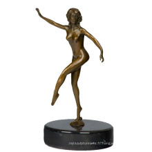 Danseur Décor Bronze Sculpture Nude Lady Artisanat En Laiton Statue Tpy-449